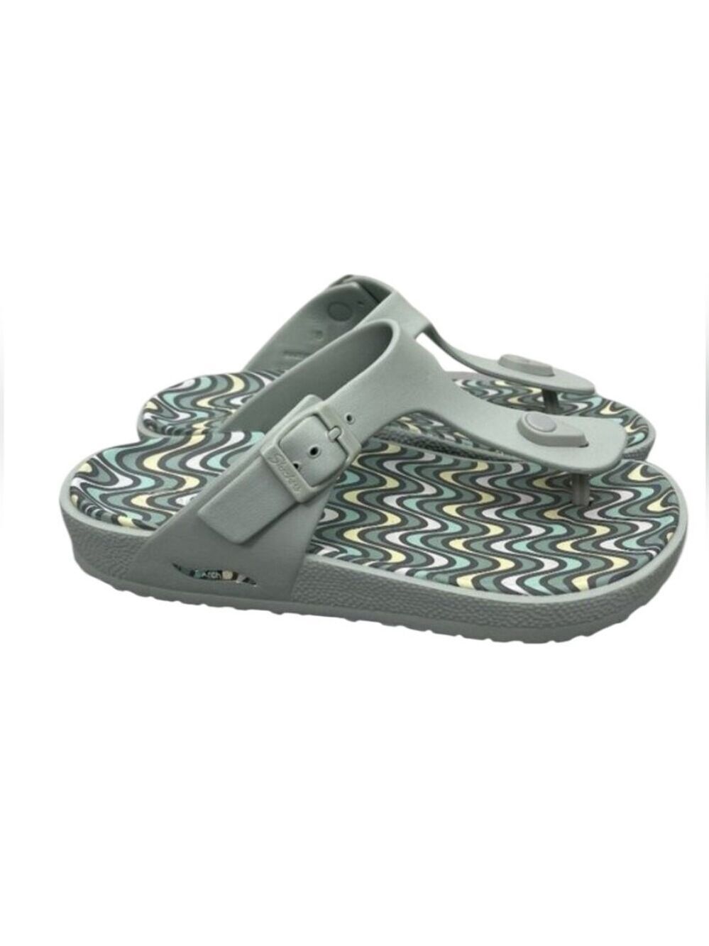 Skechers Women's Mint Green Arch Fit Patterned Slide Sandals